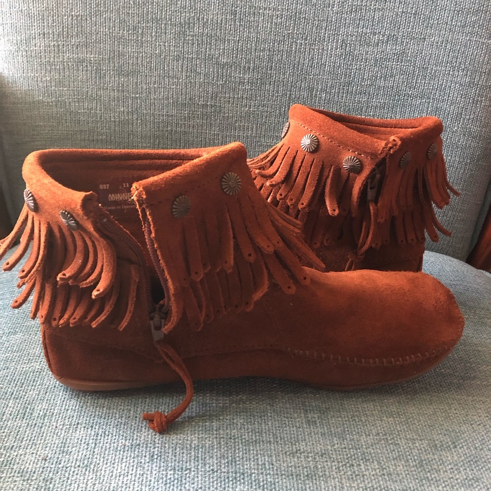 Minnetonka Leather Moccasins - Ankle zip - Sz 11